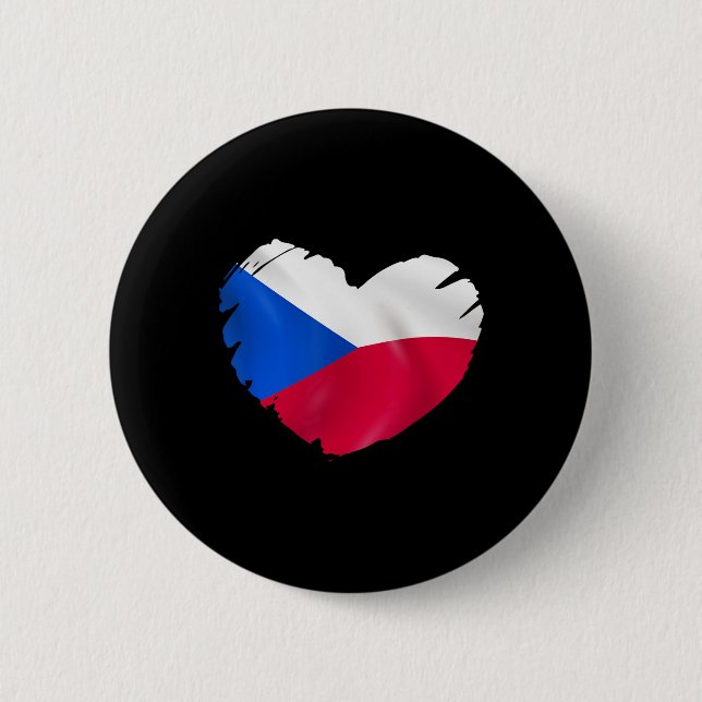 Czech Republic Flag On Shape Of Heart Czech Republ Knapp (Framsida)