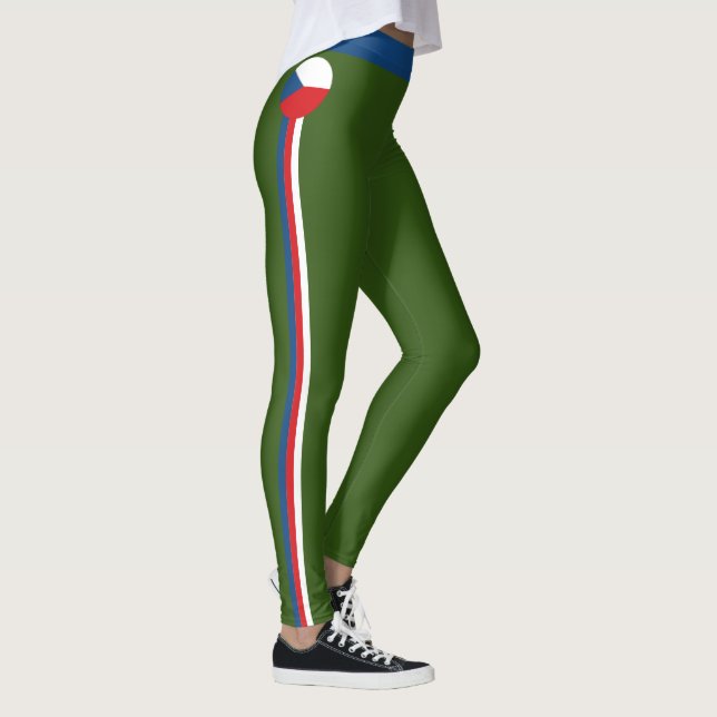 Czechia & Czech Flagga, mode, Fitness, Idrott Leggings (Höger)