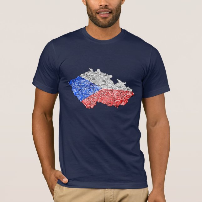 Czechia Flagcolor Karta T-Shirt (Framsida)