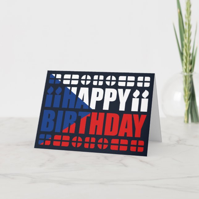 Czechia Flagga Birthday Card Kort (Framsida)