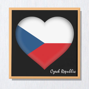 Czechia flagga & Czech Heart, Tjeckien/sport Magnet