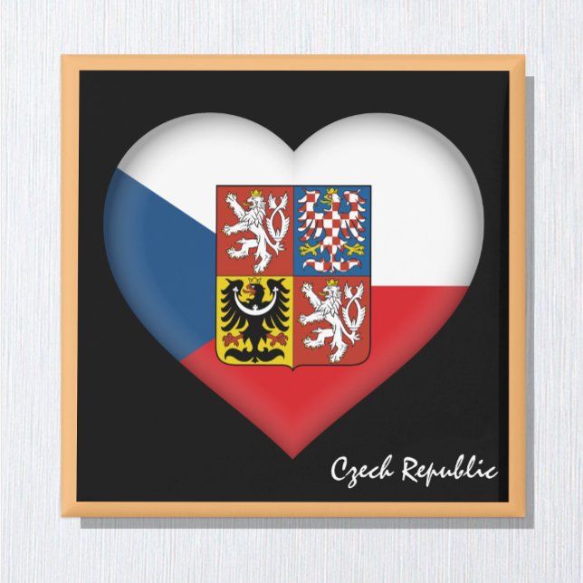 Czechia flagga & Czech Heart, Tjeckien/sport Magnet (Skapare uppladdad)