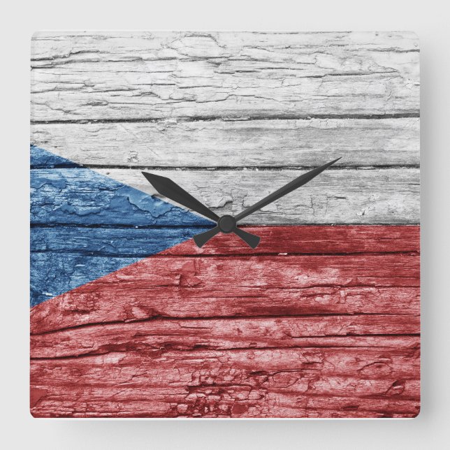 Czechia-flagga Fyrkantig Klocka (Framsida)