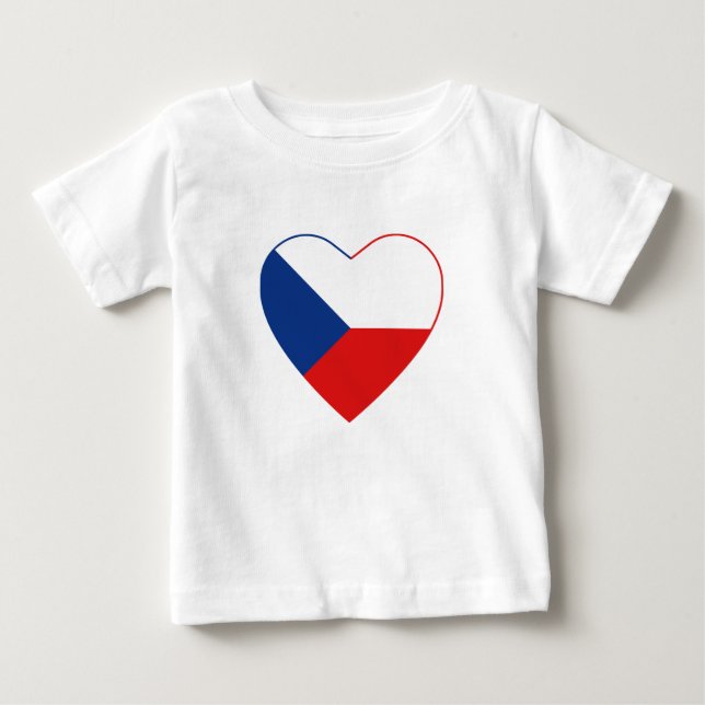 Czechia Flagga Heart T- Shirt Tröja (Framsida)