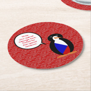 Czechia Flagga Helgdag Penguin Talking Underlägg Papper Rund