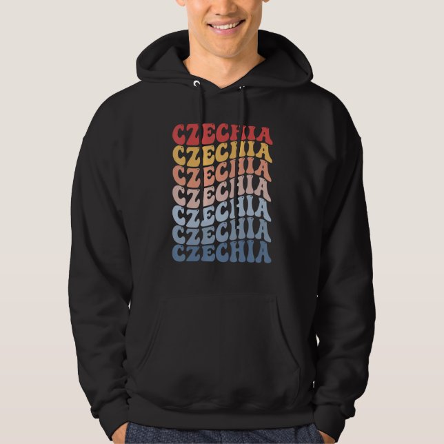 Czechia Groovy Retro Czech Hoodie (Framsida)