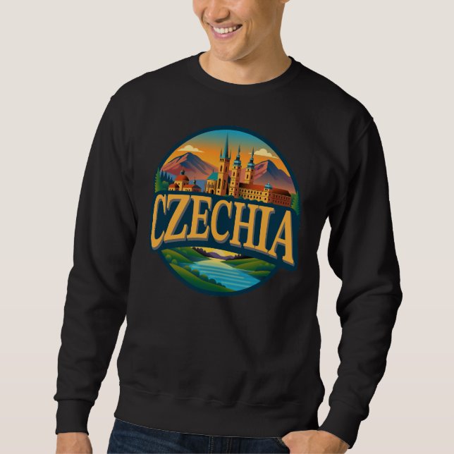 Czechia Republic Europe Lång Ärmad Tröja (Framsida)
