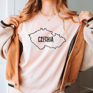 Czechias gränslinje Karta i Tjeckien T Shirt