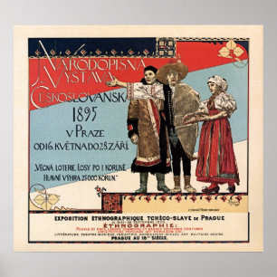 Czechoslav-etnografisk exponering vintage annons poster