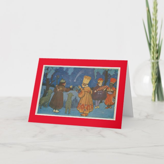 CZECHOSLOVAKIAN CHRISTMAS FOLK ART HELGKORT (Framsida)