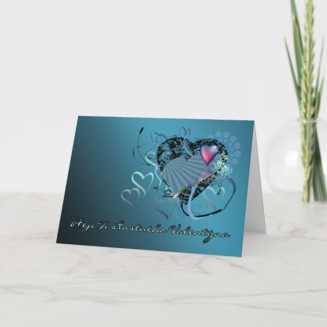 Czechoslovakian valentin kort för daghälsning - (Framsida)