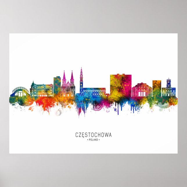 Częstochowa Polen Siluett Poster (Framsidan)