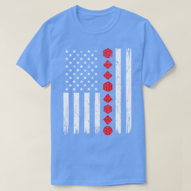 D20 4:e juli USA flagga Tabletop Dragons RPG T Shirt (Design framsida)