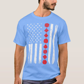 D20 4:e juli USA flagga Tabletop Dragons RPG T Shirt