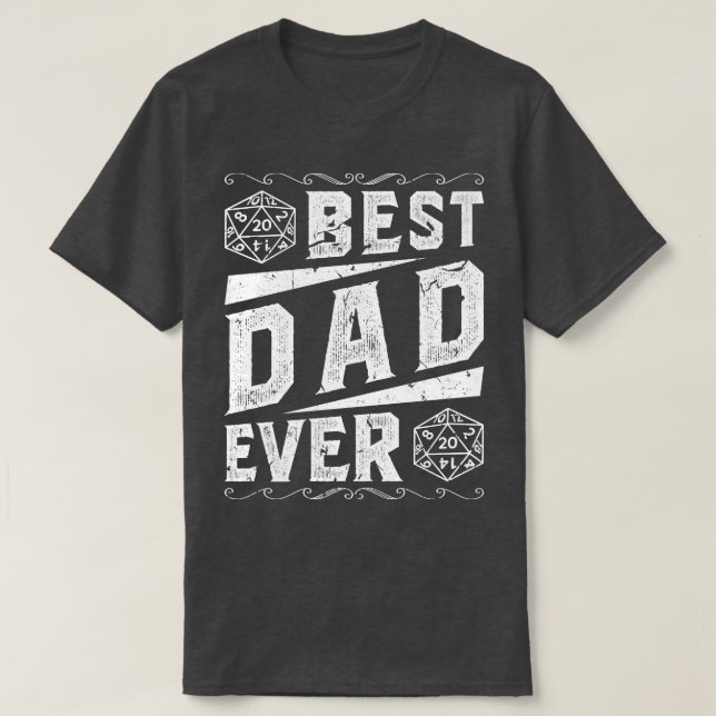 D20 Dice Best Pappa någonsin Game Master Tabletop  T Shirt (Design framsida)