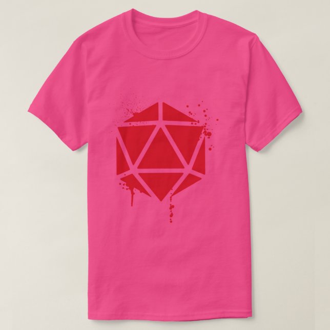 D20 Dice Blood Red Spray Paint Tabletop RPG-spel T Shirt (Design framsida)