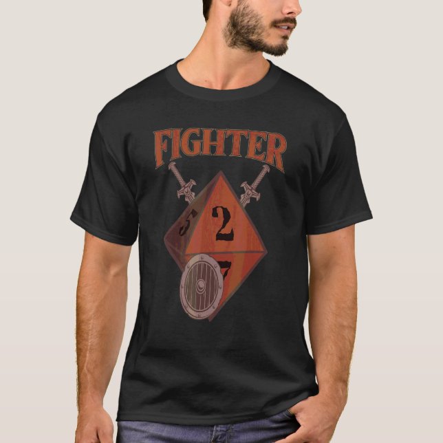 D20 Dice Fighter Rpg Class Tabletop Roleplay Ga T Shirt (Framsida)