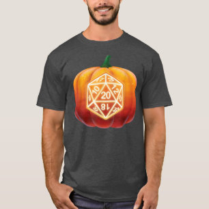 D20 Dice Halloween Pumpkin RPG Role Play Gamer T Shirt