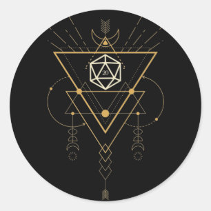 D20 Dice Helig Geometry Minimalist Tabletop RPG Runt Klistermärke