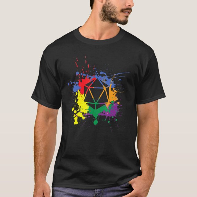 D20 Dice Lgbtq Unity Pride Geek Rainbow Roleplay i T Shirt (Framsida)