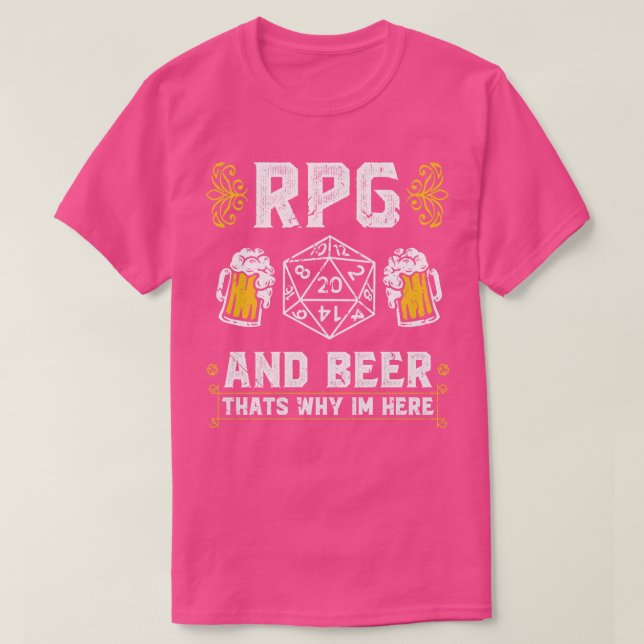 D20 Dice RPG och Beer Tabletop Role Spelspel M T Shirt (Design framsida)