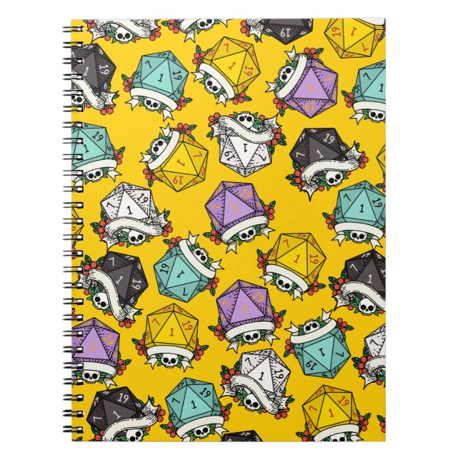 D20 Dice Set Mönster Anteckningsbok (Framsidan)