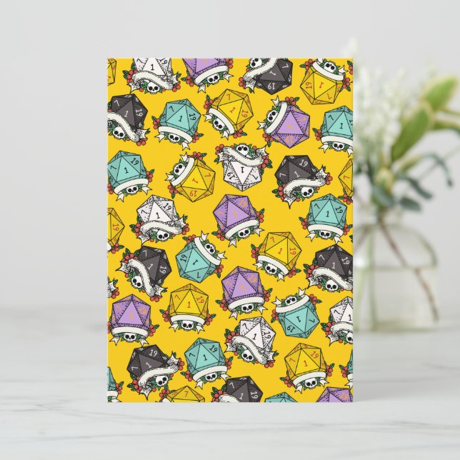 D20 Dice Set Mönster Julkort (Stående Fram)