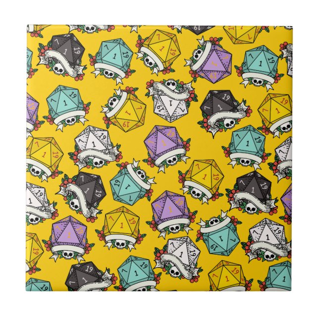 D20 Dice Set Mönster Kakelplatta (Framsidan)