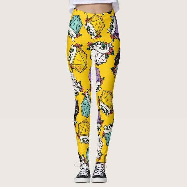 D20 Dice Set Mönster Leggings (Framsida)