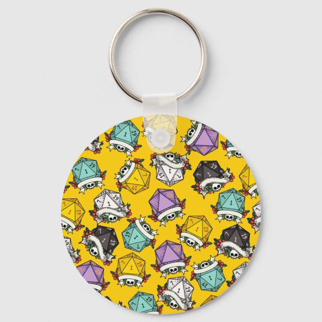 D20 Dice Set Mönster Nyckelring (Framsida)