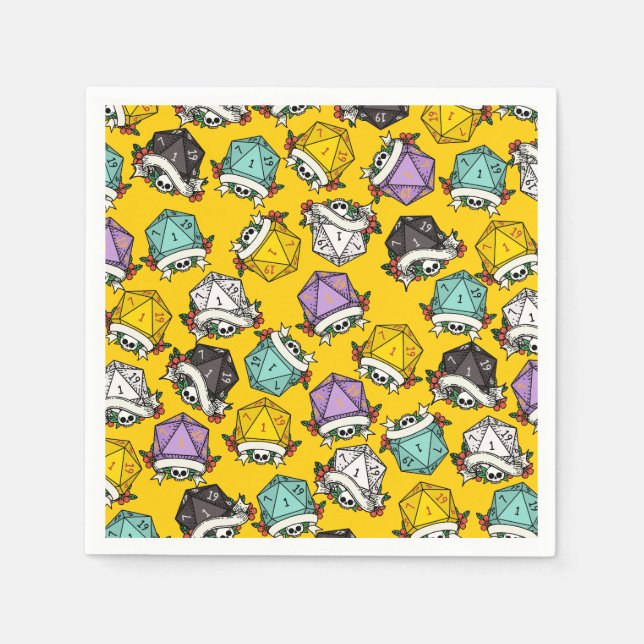 D20 Dice Set Mönster Pappersservett (Framsidan)