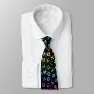 D20 Dice Set Mönster (Rainbow) Neck Tie Slips