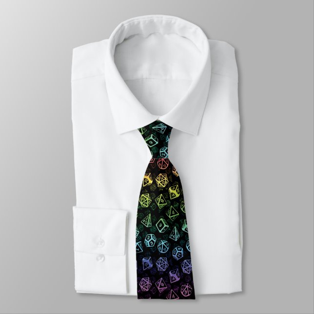 D20 Dice Set Mönster (Rainbow) Neck Tie Slips (Bunden)