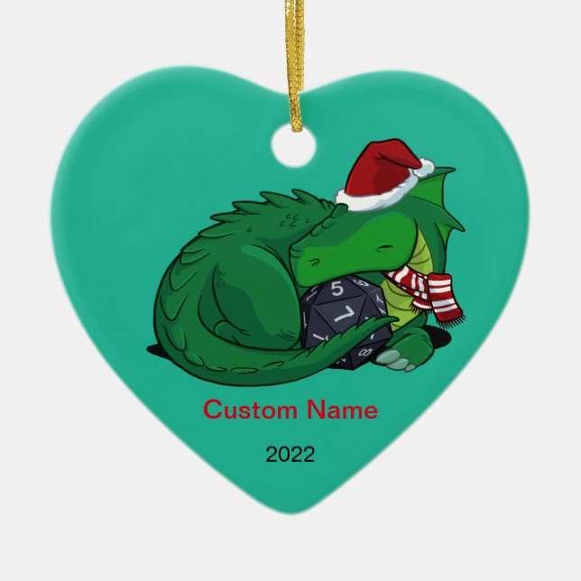 D20-Grönten Dragon Ceramic Ornament (Framsidan)