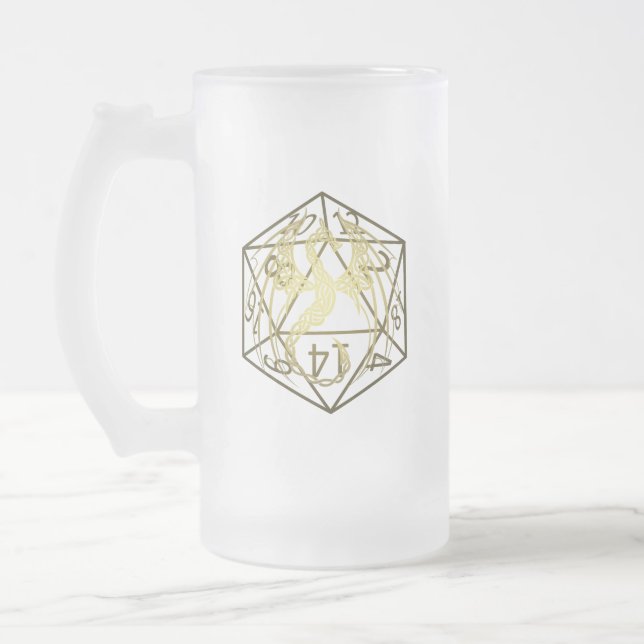 D20 Keltiska draken DND Frosted Mugg (Vänster)