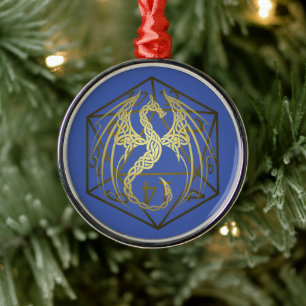 D20 Keltiska draken DND Ornament