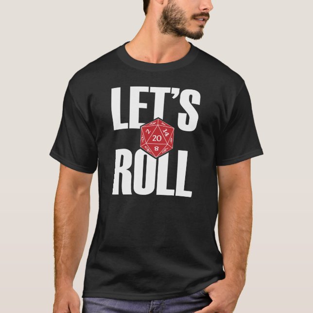 D20 Let's Roll Shirt - Dark/Red T Shirt (Framsida)