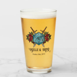 D20 Monogram RPG Bröllopssouvenir Glaskopp