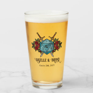 D20 Monogram RPG Bröllopssouvenir Glaskopp