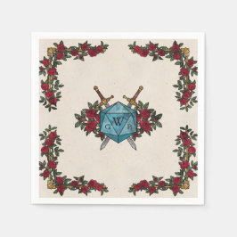 D20 Monogramrosor RPG Bröllop Pappersservett