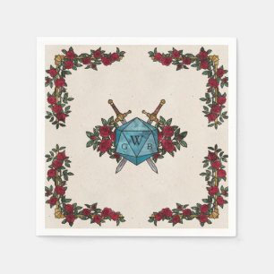 D20 Monogramrosor RPG Bröllop Pappersservett
