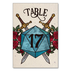 D20 Rosor RPG Bröllops Bordnummer Bordsnummer