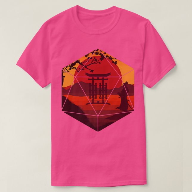 D20 RPG Dice Art Dungeons Warrior Samurai Fantasy  T Shirt (Design framsida)