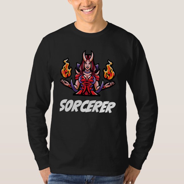 D20 RPG Dragons Tabletop Dungeon Class Sorcerer T Shirt (Framsida)