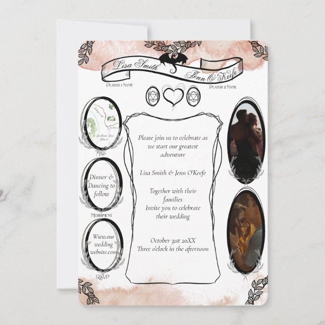  D20 Tabletop RPG Fantasy Dice Bröllop Inbjudningar (Framsida)