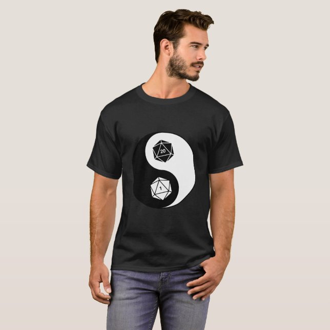D20 Yin Yang T Shirt (Hel framsida)