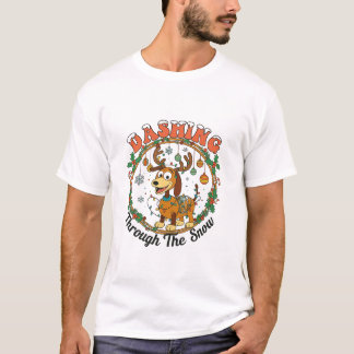 D2 Dashing through The Snow Slink Dog Christmas T Shirt