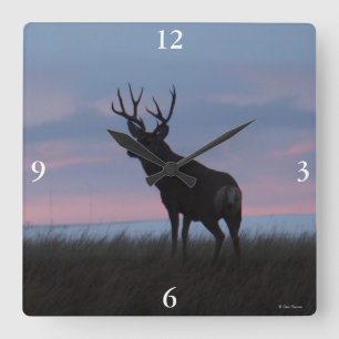 D3 Mule Hjort Buck Sunrise Buck Fyrkantig Klocka