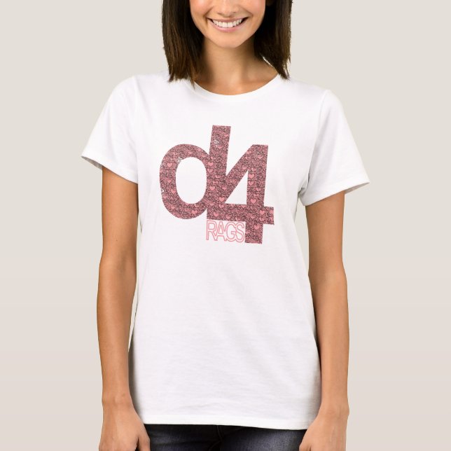 D4 Rags - Hjärter (Shock rosa på vitt) T-shirt (Framsida)