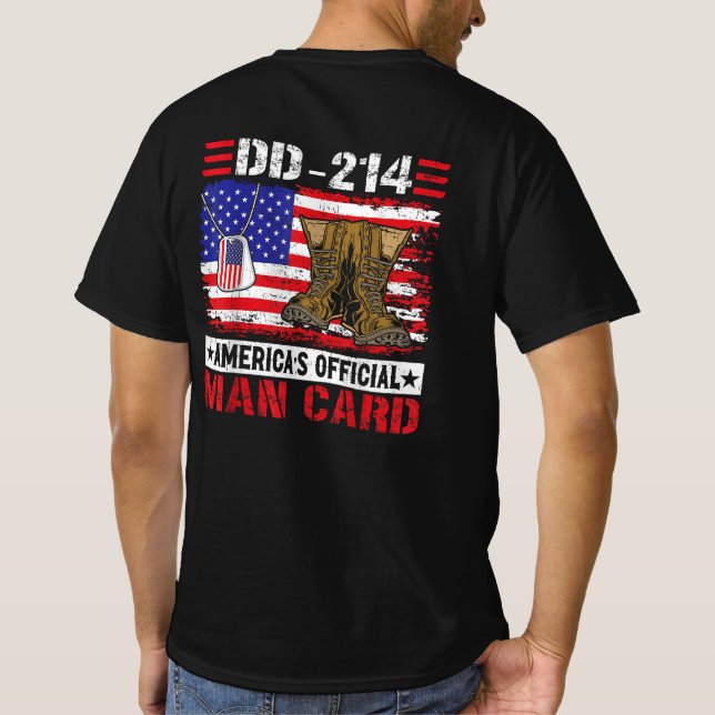 D-214 Amerikanska Officiellen Man Card Veteran Day T Shirt (Baksida)